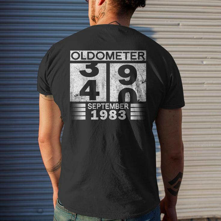 Oldometer 39-40 Born In September 1983 40Th Birthday Men's T-shirt Back Print Gifts for Him
