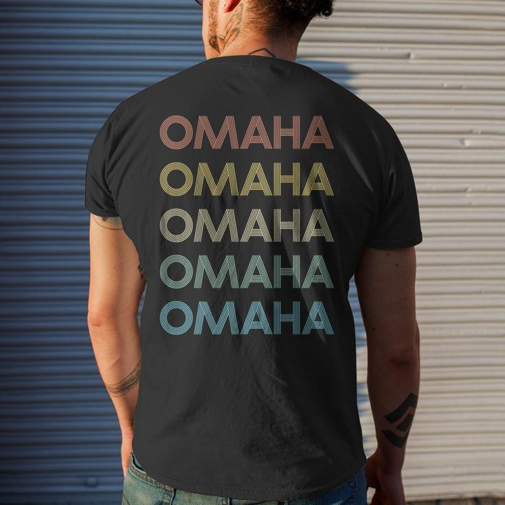 Omaha Nebraska Pride Vintage State Ne Retro 70S Mens Back Print T-shirt Gifts for Him