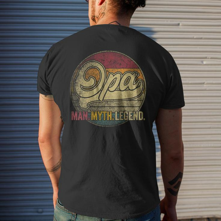 Opa The Man Myth Legend Fathers Day Grandpa Birthday German Mens Back Print T-shirt Gifts for Him