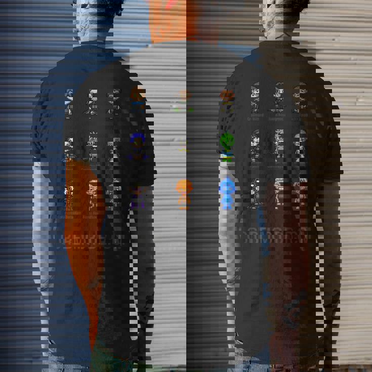 Orbem 8-Bit Characters Mens Back Print T-shirt Gifts for Him