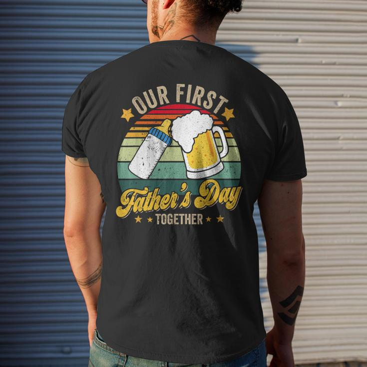 Our First Fathers Day Together Vintage New Dad Matching Mens Back Print T-shirt Gifts for Him