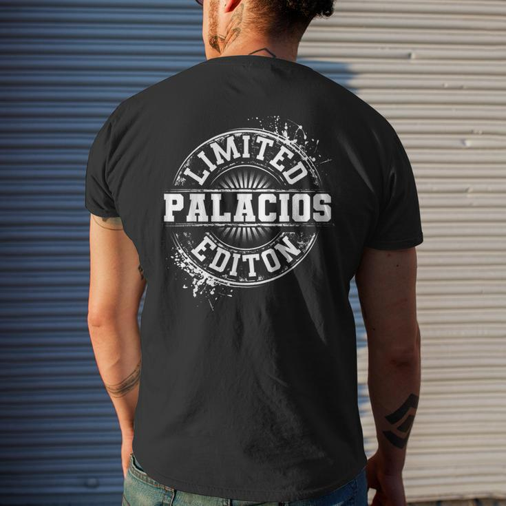 Palacios Surname Family Tree Birthday Reunion Men's T-shirt Back Print Gifts for Him