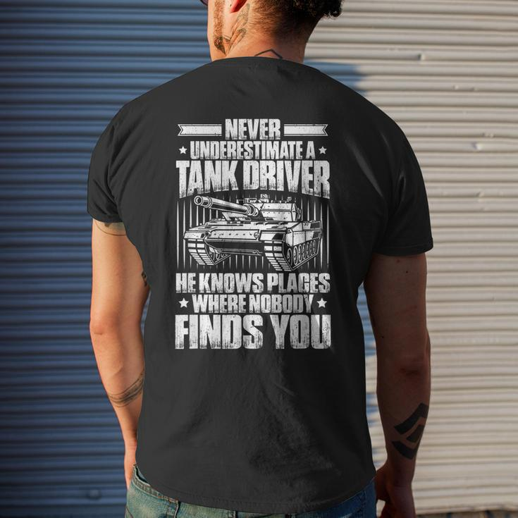Panzer Tanker Never Underestimate A Tank Driver Mens Back Print T-shirt Gifts for Him