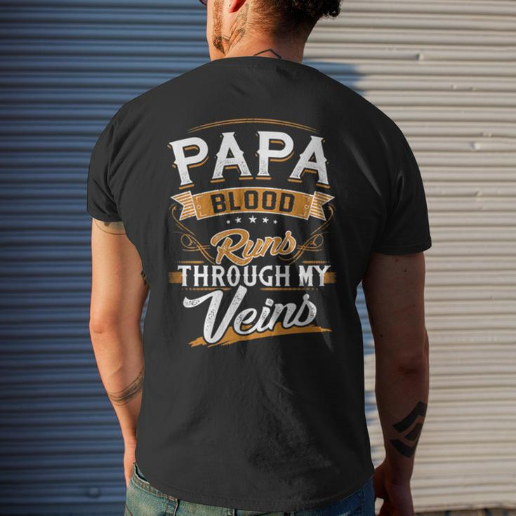 Papa Blood Runs Through My Veins Best Father's Day Men's T-shirt Back Print Gifts for Him