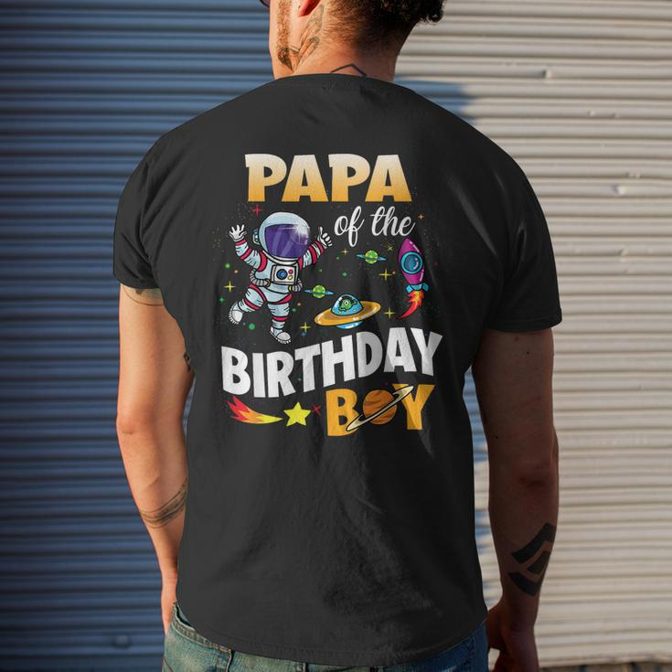 Papa Of The Birthday Boy Space Astronaut Birthday Family Mens Back Print T-shirt Gifts for Him
