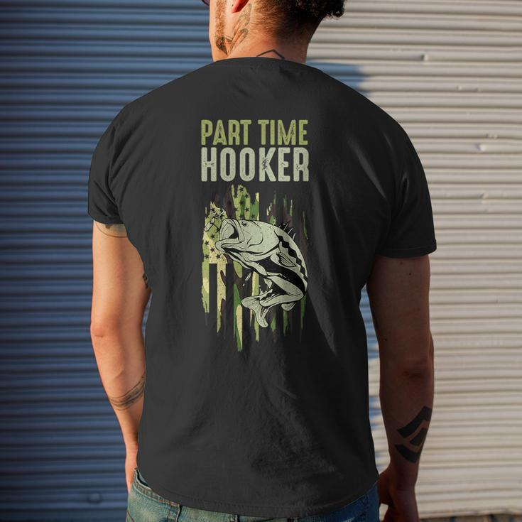 Part Time Hooker Funny Fishing Camouflage Flag Fishermen Mens Back Print T- shirt