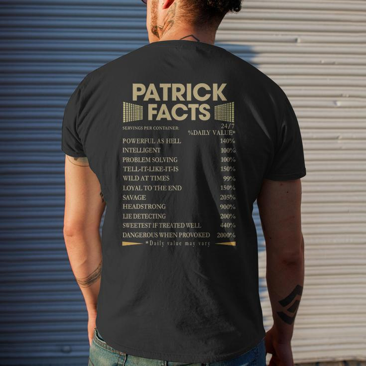 Patrick Name Gift Patrick Facts Mens Back Print T-shirt Gifts for Him