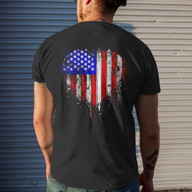Patriotic American Flag Heart 4Th Of July Vintage Usa Flag Mens Back Print T-shirt Gifts for Him