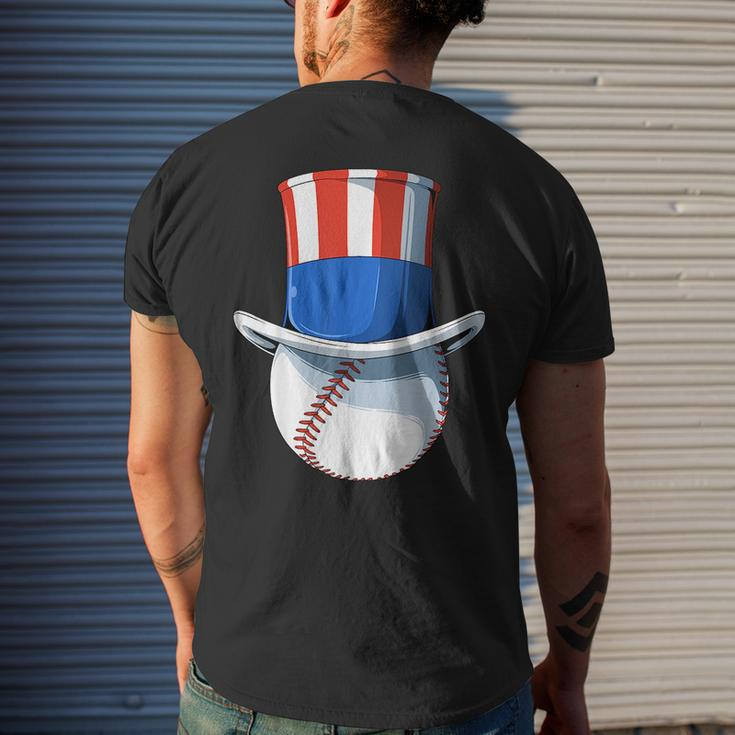 Patriotic Baseball Uncle Sam Baseball American Flag 4Th July Mens Back Print T-shirt Gifts for Him