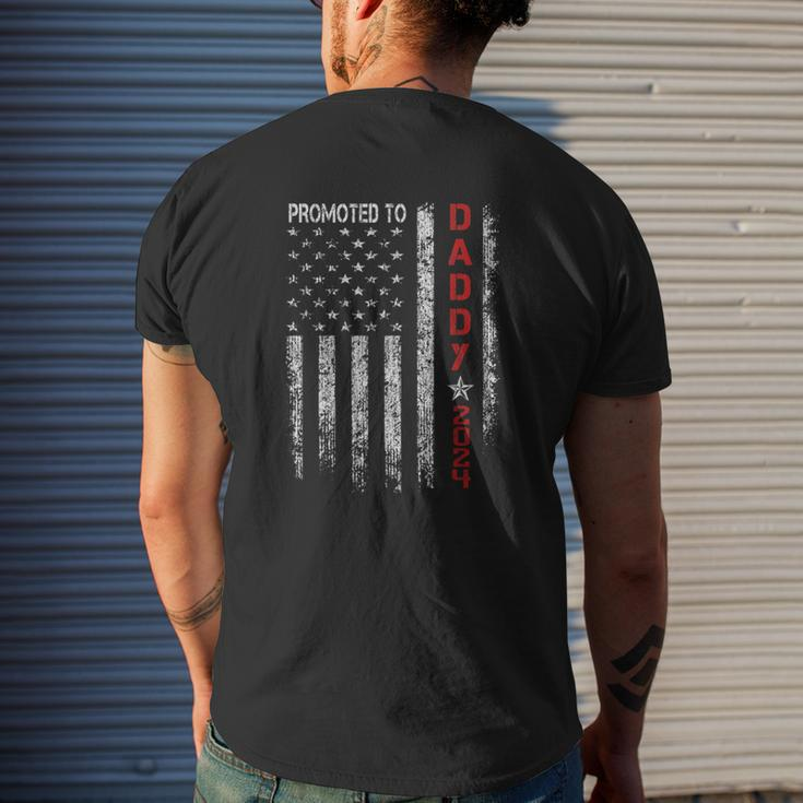 Patriotic Promoted To Daddy Est 2024 First Time Dad Men's T-shirt Back Print Gifts for Him