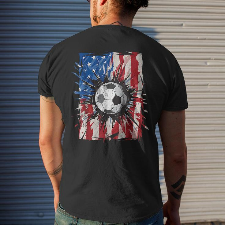 Patriotic Soccer 4Th Of July Men Usa American Flag Boys Mens Back Print T-shirt Gifts for Him