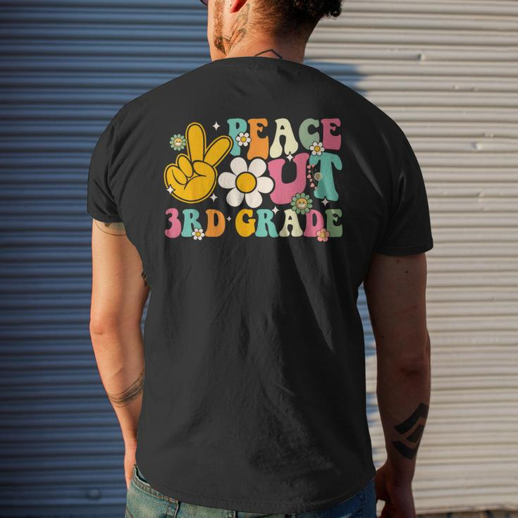 Peace Out 3Rd Grade Graduation Last Day Of School Groovy Men's Back Print T-shirt Gifts for Him