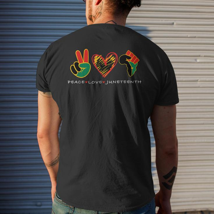 Peace Love Junenth Pride Black Remembering My Ancestors Mens Back Print T-shirt Gifts for Him
