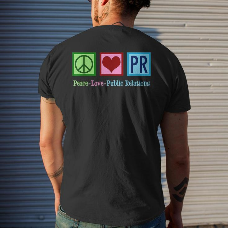 Peace Love Public Relations Pr Rep Men's T-shirt Back Print Gifts for Him