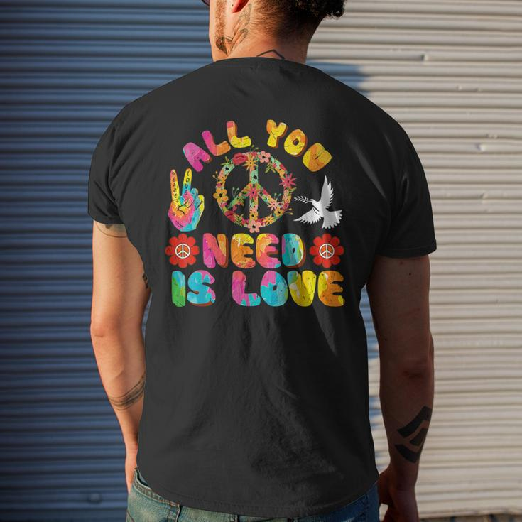 Peace Sign Love 60S 70S 80S Costume Hippie Retro Halloween Men's T-shirt Back Print Gifts for Him