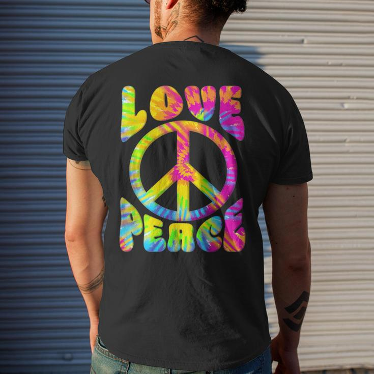 Peace Sign Love 60S 70S Tie Dye Love Peace Hippie Costume 70S Vintage Designs Funny Gifts Mens Back Print T-shirt Gifts for Him