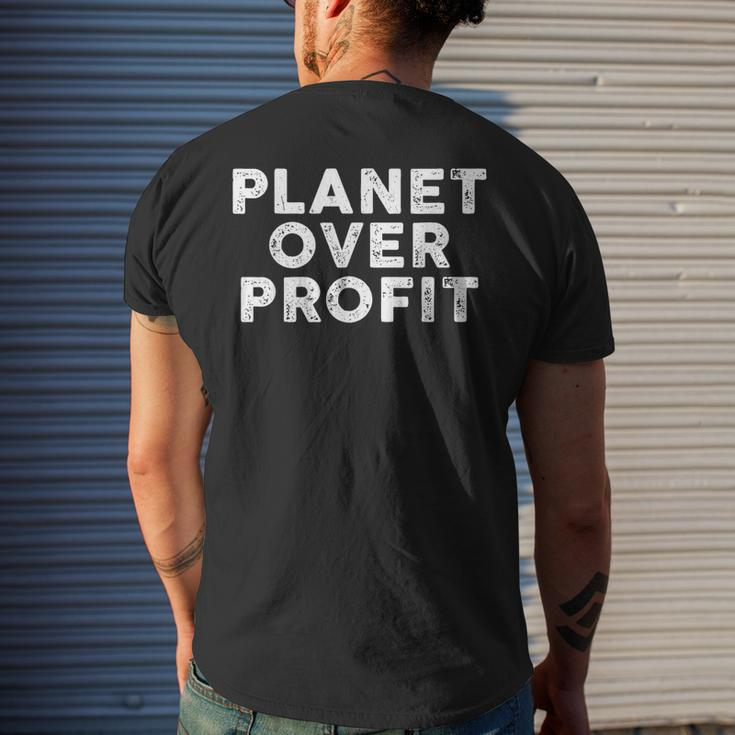 Planet Over Profit Protect Environment Quote Men's T-shirt Back Print Gifts for Him