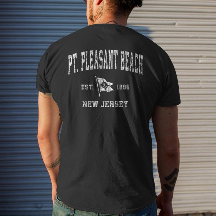 Point Pleasant Beach Nj Vintage Nautical Boat Anchor Flag Men's T-shirt Back Print Gifts for Him