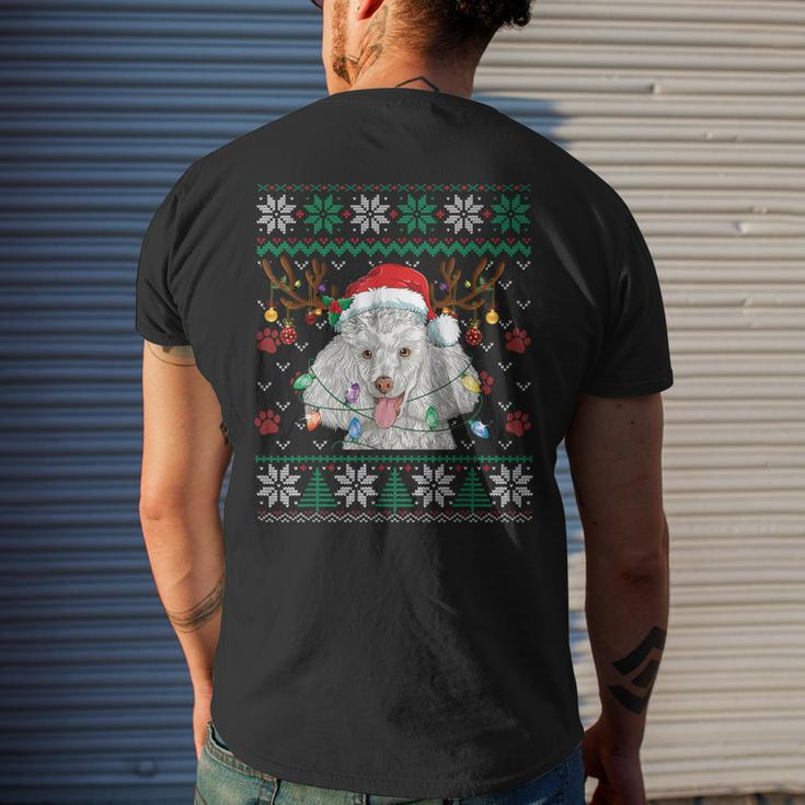 Poodle Christmas Santa Reindeer Ugly Sweater Dog Lover Men's T-shirt Back Print Gifts for Him