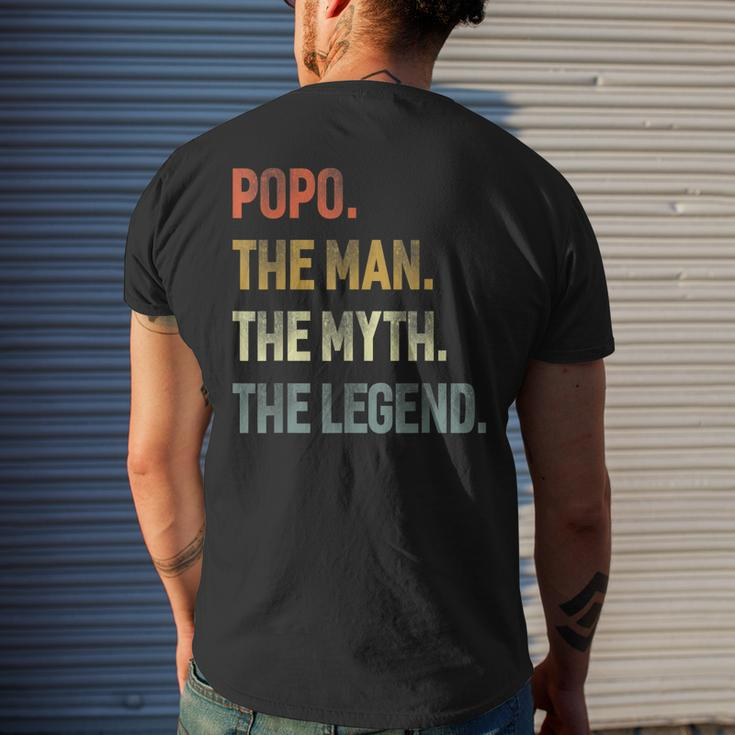 Popo The Man The Myth The Legend Grandpa Father Day Men's Back Print T-shirt Gifts for Him