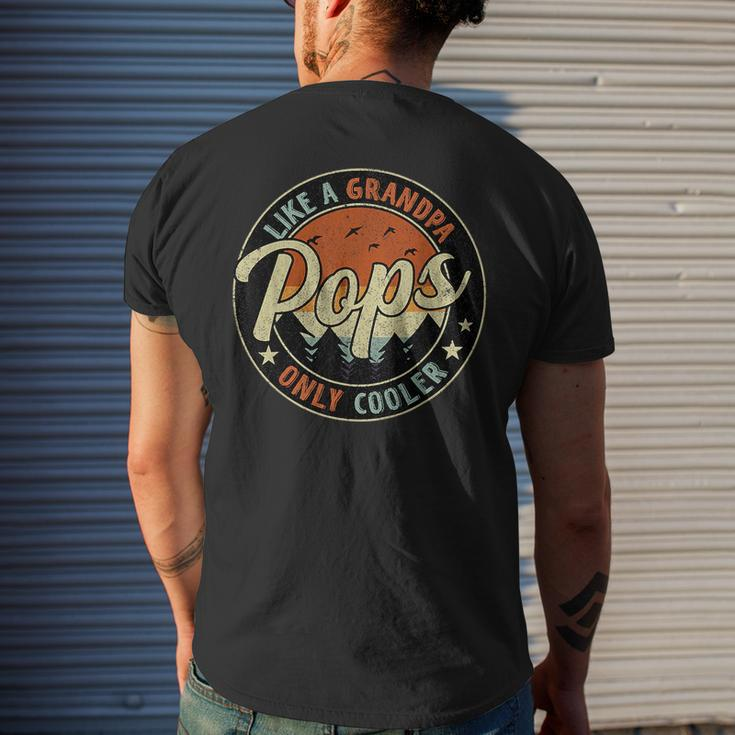 Pops Like A Grandpa Only Cooler Vintage Retro Fathers Day Mens Back Print T-shirt Gifts for Him