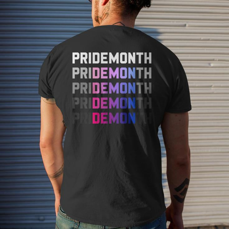 Pridemonth Demon Vintage Human Right Bisexual Mens Back Print T-shirt Gifts for Him