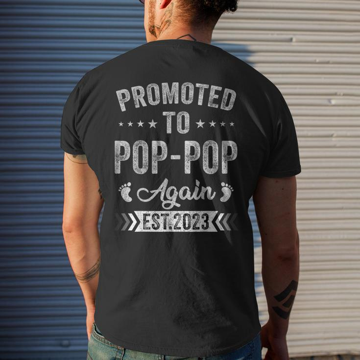 Promoted To Pop Pop Again Est 2023 Pregnancy Announcement Men's T-shirt Back Print Gifts for Him