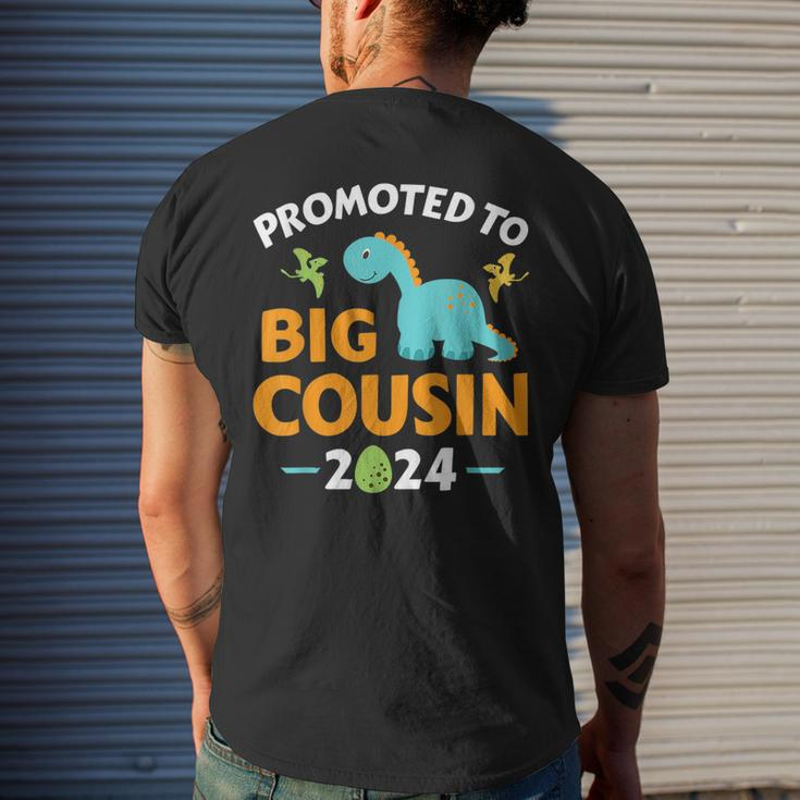 Promoted To Big Cousin 2024 With Dinosaur New Baby Shower Mens Back Print T-shirt Gifts for Him