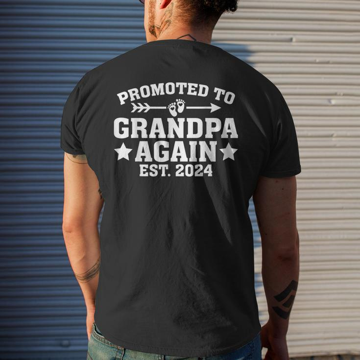 Promoted To Grandpa Again 2024 Soon To Be Grandfather Again Mens Back Print T-shirt Gifts for Him