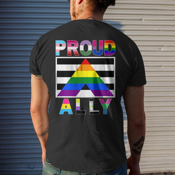 Proud Ally Lgbtq Gay Pride Month Equality Flags Mens Back Print T-shirt Gifts for Him