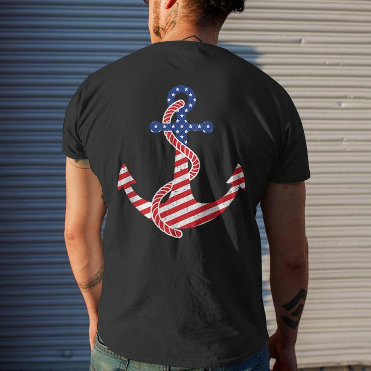 Proud American Flag Anchor Nautical Vintage 4Th Of July Anchor Funny Gifts Mens Back Print T-shirt Gifts for Him