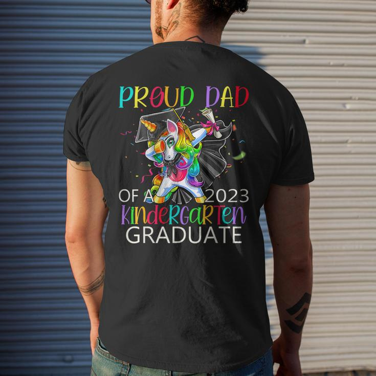 Proud Dad Of A 2023 Kindergarten Graduate Unicorn Dabbing Mens Back Print T-shirt Gifts for Him
