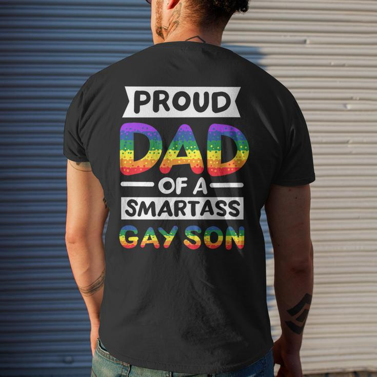 Proud Dad Of A Smartass Gay Son Funny Lgbt Pride Month Men Mens Back Print T-shirt Gifts for Him