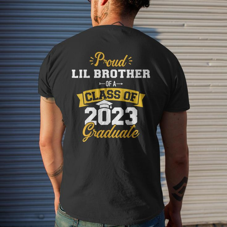 Proud Lil Brother Class Of 2023 Graduate Senior Graduation Mens Back Print T-shirt Gifts for Him