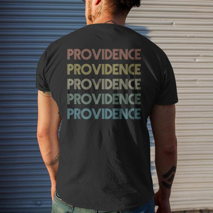 Providence Rhode Island Pride Vintage State Ri Retro 70S Mens Back Print T-shirt Gifts for Him