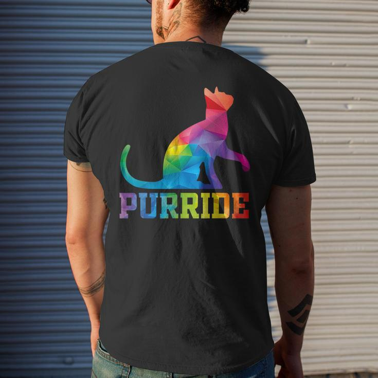 Purride Cat Gay Pride Lgbt Month 2023 Lgbt Love Cat Gift Mens Back Print T-shirt Gifts for Him