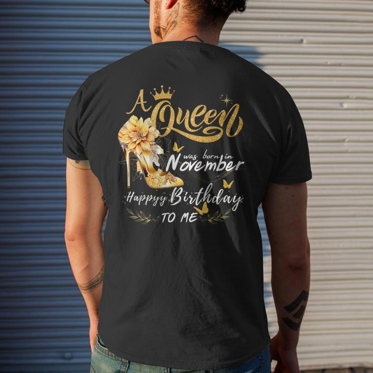 A Queen Was Born In November High Heels Happy Birthday To Me Men's T-shirt Back Print Gifts for Him