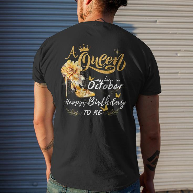 A Queen Was Born In October High Heels Happy Birthday To Me Men's T-shirt Back Print Gifts for Him