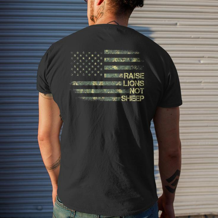 Raise Lions Not Sheep American Patriot Patriotic 4Th July Men's Crewneck Short Sleeve Back Print T-shirt Gifts for Him