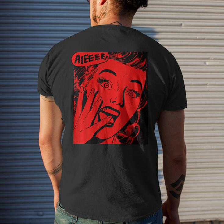 Retro Creepy Halloween Scream Horror Girl Screaming For Life Halloween Men's T-shirt Back Print Gifts for Him
