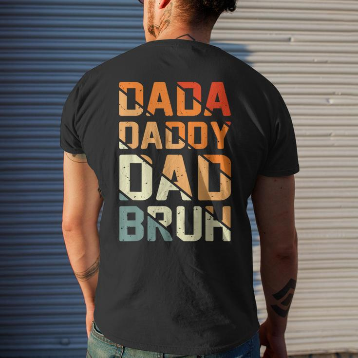 Retro Dada Daddy Dad Bruh Fathers Day Vintage Father Men's Back Print T-shirt Gifts for Him