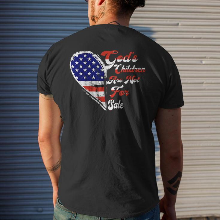 Retro Heart Gods Children Are Not For Sale American Flag Retro Gifts Mens Back Print T-shirt Gifts for Him