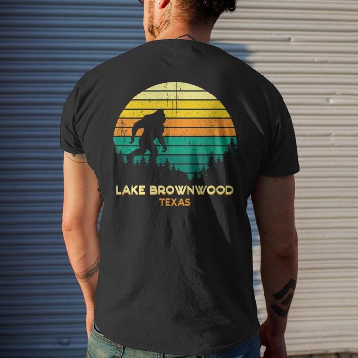 Retro Lake Brownwood Texas Big Foot Souvenir Men's T-shirt Back Print Gifts for Him