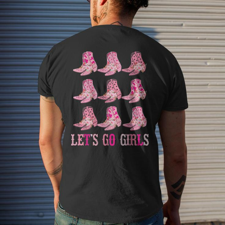 Retro Lets Go Girls Boot Pink Western Cowgirl Mens Back Print T-shirt Gifts for Him