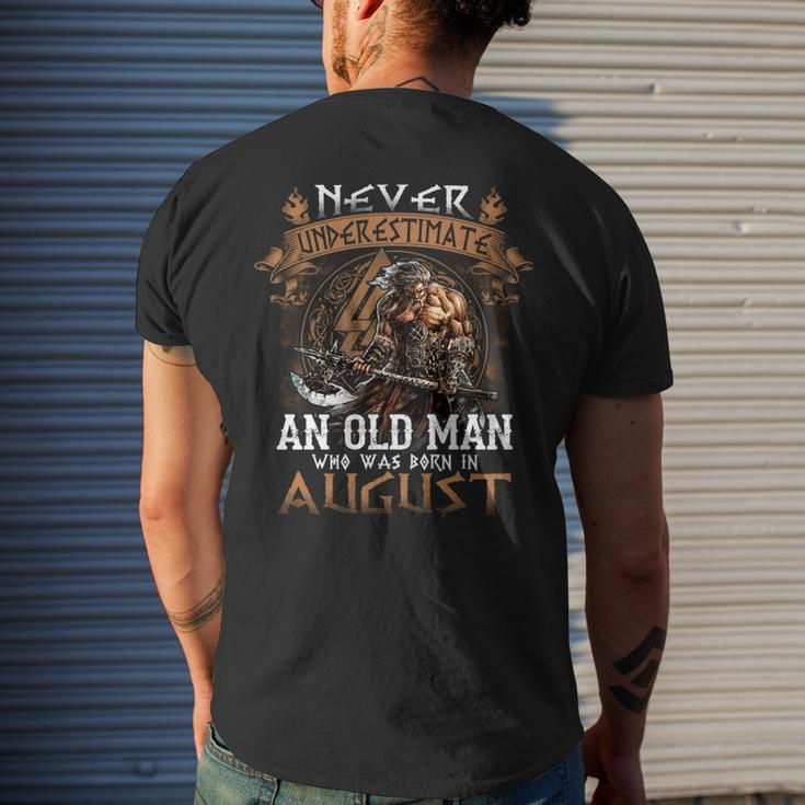 Retro Never Underestimate An Old Man Who Was Born In August Mens Back Print T-shirt Gifts for Him