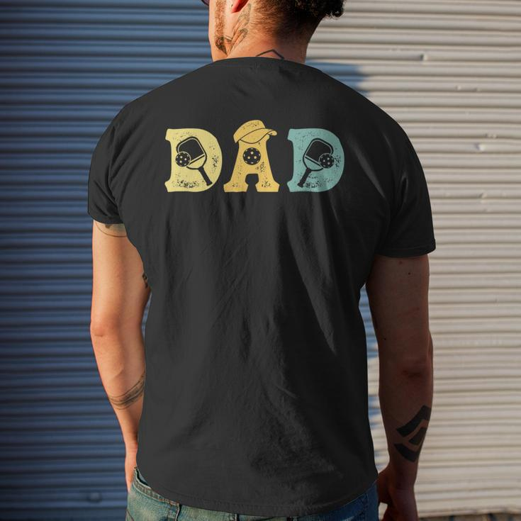 Retro Pickleball Dad Paddles Ball Fathers Day Pickleball Mens Back Print T-shirt Gifts for Him