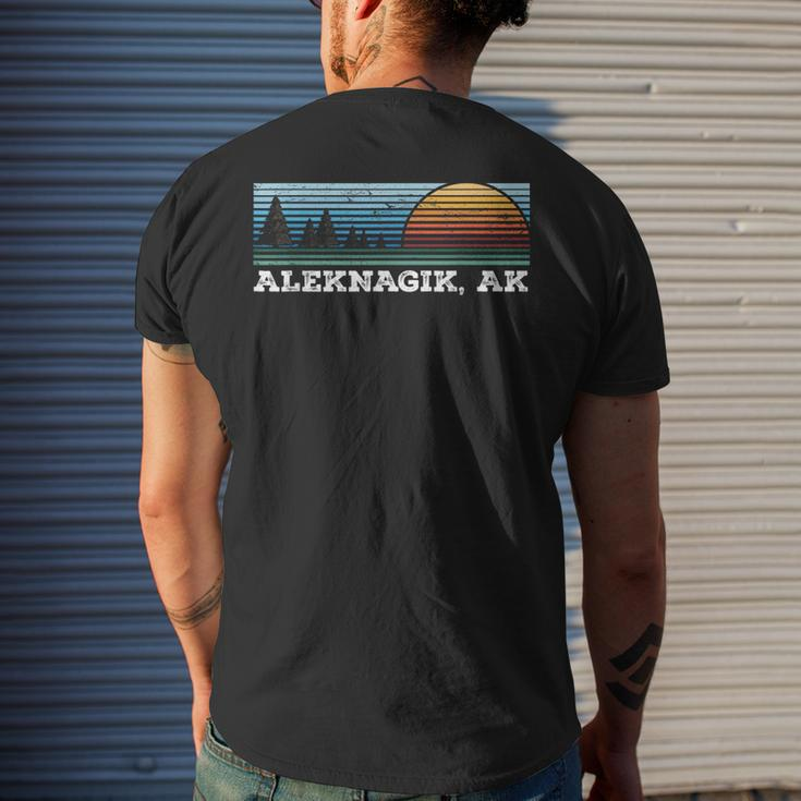 Retro Sunset Stripes Aleknagik Alaska Men's T-shirt Back Print Gifts for Him