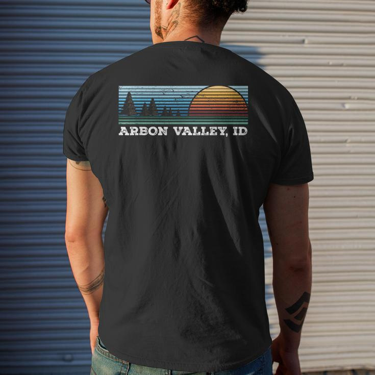 Retro Sunset Stripes Arbon Valley Idaho Men's T-shirt Back Print Gifts for Him