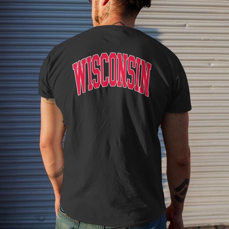 Retro Vintage Wisconsin State Distressed Souvenir Men's T-shirt Back Print Gifts for Him
