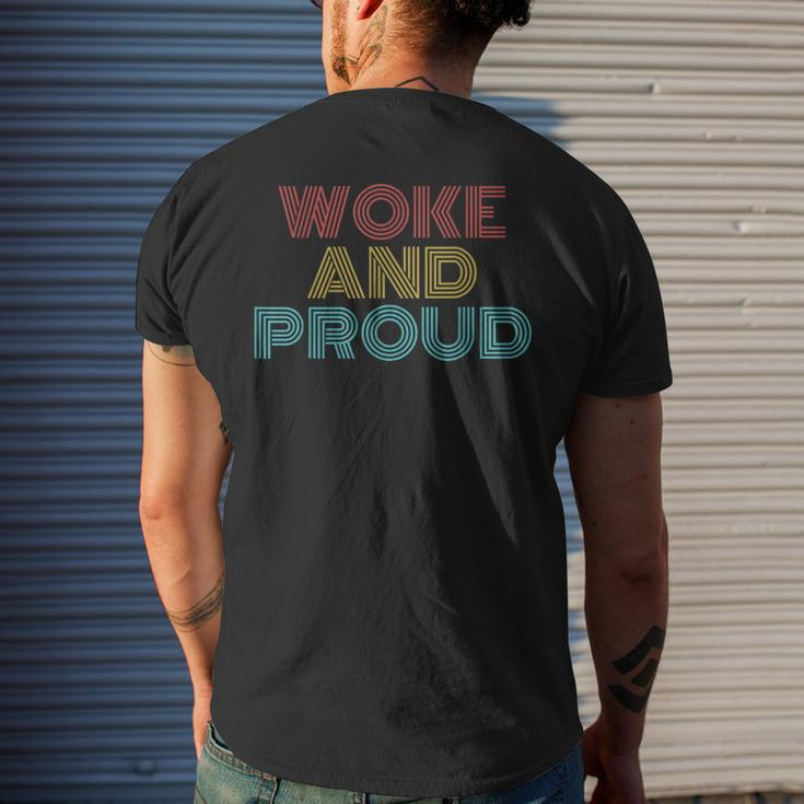 Retro Vintage Woke And Proud Mens Back Print T-shirt Gifts for Him